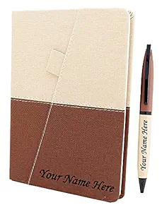 Crownlit Personalised Notes Diary with Personalized Pen, Gift Combo, Size: A5