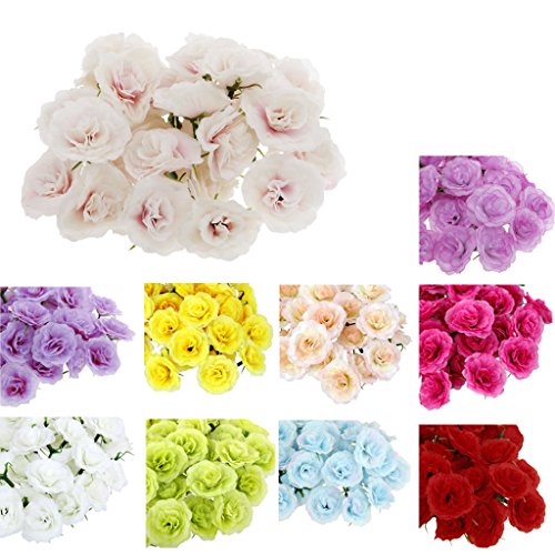 50pcs Kunstseide Kunstblumen Rose bluete koepfe Hochzeit Parteidekor Rosa Bulk - 8