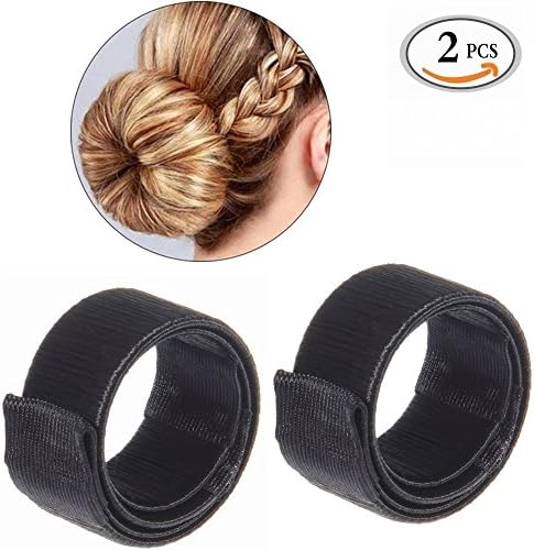Sikenuo Fashion Women Hair Styling Disk Hair Clip-Beautiful Donut Bun Maker Former Foam French Twist Hairstyle Clip DIY Tool for Doughnuts Hair Bun Make,Black (2 Pack)
