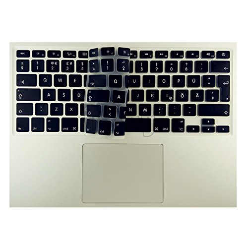 i-Buy QWERTZ Silikon Tastaturschutz Tastenschutz Kratzschutz für MacBook Air Pro 13″ 15″[deutsche Tastenfolge],Keyboard Cover- Schwarz - 4