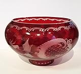 Antikes Design Egermann antike Schale Dekoschale böhmisches Glas Tischschale rubinrot, Bonboniere, Obstschale mundgeblasen und handgeschliffen Höhe ca. 15 cm und Durchmesser 25 cm