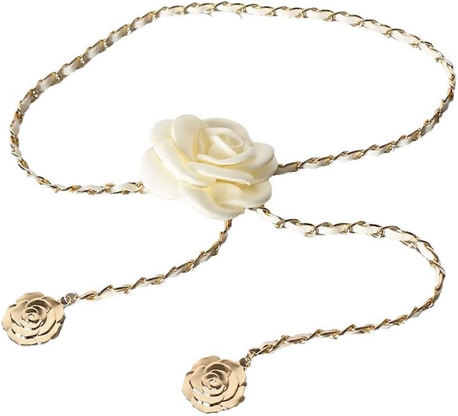 Vestido de camelia con cadena de cintura fina para mujer, con falda, banquete, fiesta, cinturón para jeans, accesorios, regalos