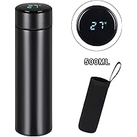 Flintronic Thermosflasche, 500ML Wasserflasche Vakuum Isolierbecher 304 Edelstahl, LCD-Touchscreen-Temperaturanzeige…