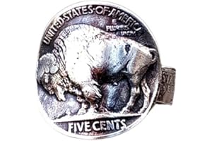 MAYIAHEY Viking Buffalo Ring for Men, Retro Buffalo Coin Ring Punk Bull Head Ring for Boys