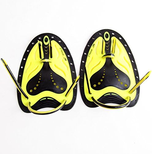 Uzexon Professional Swimming Training Paddles Hand Paddles Swimming Training Aid Flat Paddles for Adult Kids (Yellow-Black, S)