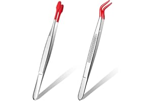 VAYFONI 2PCS Long Tweezers - Stainless Steel Tweezers for Crafting - Non-Slip Craft tweezer for Stamp, Coin, Jewelry, Hobby, DIY, and Handcraft Tools ﻿