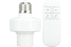 HEEPDD Zócalo de Bombilla con Control Remoto Inalámbrico, 220V, Resistente a Interferencias, Control de 360 Grados, Instalación Fácil, para Lámpara Incandescente