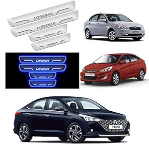 Door Steel Acrylic with Light For Hyundai Verna All Models - Set of 4PCS (Blue Color)