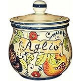 CERAMICHE D'ARTE PARRINI- Italienische Kunstkeramik, jar Knoblauch Dekoration Obst, handgemalt, hergestellt in Italien Toscana