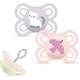 MAM Perfect Silicone Pacifier 0-6 Pack of 2 with Sterilization Carry Box, Dento-Flex, for Healthy Oral Development, Extra Fin