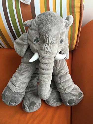 Kenmont Baby Kind Kinderkopfkissen Elefant elephant pillow weichem Schlaf Stuffed Plüsch Kissen Plüschtiere besten Geschenke 100% Baumwolle, 40cm*37cm*25cm (Grau) - 7