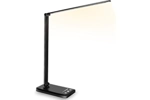SLATOR Desk lamp,Eye-caring Aluminium Dimmable Bedside lamp with USB Charging Port, 5 Light Modes x 10 Brightness Levels,Touch Control, for Home,Office,Bedroom,Reading,Work,Study, 5V, 1.2A