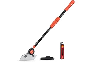 EHDIS Raschietto Vetro Telescopico, 16-23inch, con 10 Lame in Acciaio al Carbonio, Raschietto per Vetro e Piastrelle con Impugnatura Morbida, per Rimuovere Colla, Adesivi e Carta da Parati