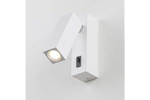 PathsOn Modern Bedside Wall Light, Bedroom Wall Lamp Adjustable Arm LED Reading Light with Switch (White)