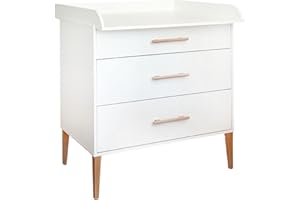 ATB Wickelkommode ILA - Wickeltisch 101 x 85 x 75 cm - Babyzimmer Komplettset - Funktional Möbel - Bequemer Baby mit Schubladen – Baby Changing Table (Weiss)