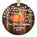Produktbild qidushop October Birthday Twin Babies Christmas Ornament, Newborn Twins 2018, Boy or Girl Pumpkins Commemorative Present Ceramic Keepsake Dated Annual Flat Circle Porcelain