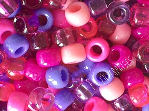 BERRY MIX 50 PONY BEAD Pink. Purple. Lilac 6x9mm