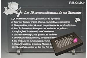 Les 10 commandements de MARRAINE - Ange texte Junior - Cadeau Baptême & Communion