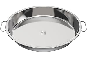SafBbcue 33 cm BBQ Smoking Drip Pan for Big Green Egg, Kamado Joe & Weber Kettle Charcoal Grills Accessories, Weber Gourmet BBQ System Accessory, Stainless Steel Round Grilling Drip Pan, Baking Tray