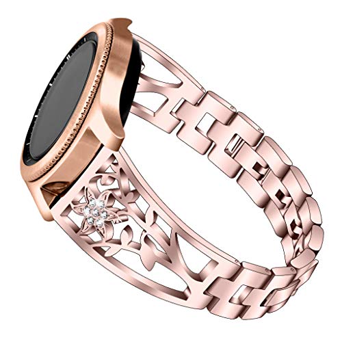 Preisvergleich Produktbild Glowjoy kompatible mit Samsung Galaxy Watch Active,Solid Edelstahl Metall Ersatzarmband Uhrenarmbänder Crystal Frauen Mädchen Metallarmband Watch Bändern Wristband Uhr Zubehör (Roségold)