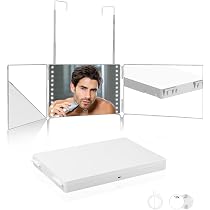 Miroir 360° LED Avec Loupe 10X - Miroir 3 Faces Réglable Pour Coiffure, Maquillage, Rasage
