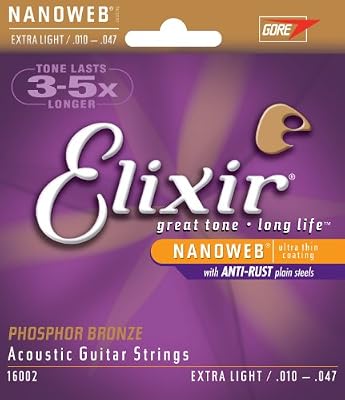 Elixir CEL 16002 Corde pour Guitare acoustique en Bronze phosphoreux XL 10-47