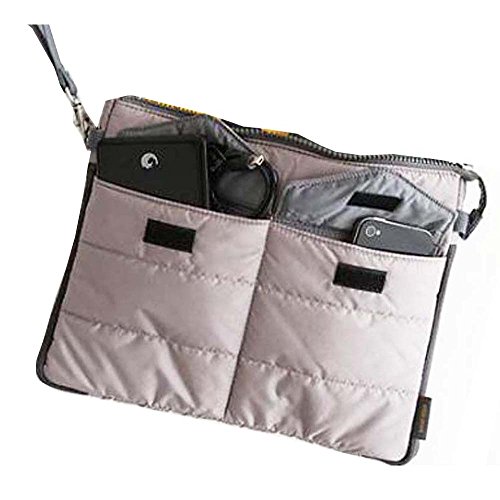 Travel Organizer Pouch Bag para Tableta o Computadora con Compartimentos Múltiples - para Bolsa en Bolsa, Artículos de Tocador, Maquillaje, Tabletas, etc. (Gris)