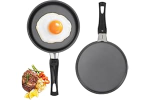 WAVATA Mini padella per uovo, 16 cm, mini padella per uova con manico, resistente al calore, antiaderente, portatile, campeggio, cucina, omelette per fornelli a gas, fornello a induzione