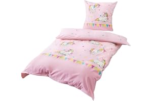 ‎BIERBAUM Bierbaum Jack by Kinder Biber Bettwäsche 2 TLG. 135x200cm Einhorn Unicorn Einhörner