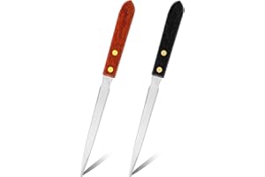 TINOALY Lot de 2 Ouvre-Lettres, Ouvre-Enveloppes Multifonctions en Acier Inoxydable avec Manche en Bois Courrier Léger de Coupe pour Couteau et Papier pour la Maison le Bureau l'École et le Travail