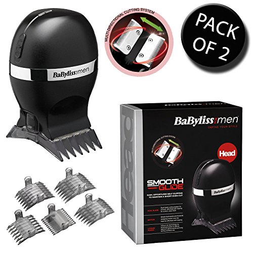 2X BaByliss for Men 7575U Smooth Glide Cordless Hair Clipper 4x Cutting Comb Attachments with Storage Pouch