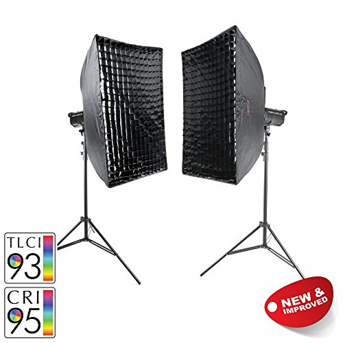 PIXAPRO® LED100D MKII Twin Softbox Kit with Stands Daylight LED Continuous Studio Video Interview Film Light Bowens S-Type Fit Remote Dimmable Video Continuous Constant Light Green Screen Film Marketing Movie Lighting Still Life Portrait (Improved Colour) CRI>94 *2 Year UK Warranty *Fast Delivery *UK Stock *VAT Registered … (Twin Kit, With Softbox)