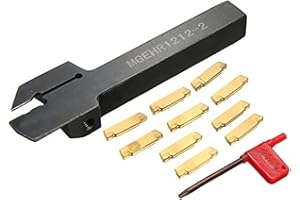 Umisu MGEHR1212-2 Porte-outil de Tournage de Tour CNC avec 10 PCS MGMN200 Inserts et Clé Outil de Rainurage 100mm Coupe de 2mm pour Métal et Bois