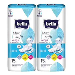 Bella Maxi Soft Wings Classic Sanitary Pads - 15 Pieces (Pack of 2)