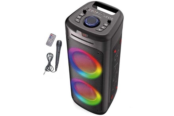 Enceinte Lumineuse avec Lecteur CD INOVALLEY MS06-CD-XXL - Bluetooth 5.0-1000W - Fonction karaoké