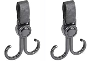 JOCXZI Pram Hooks, Pram Hooks, Black, Universal Fit, Handbags, Hanging Bags, Backpacks, Purses, Pram Accessories, Pack of 2