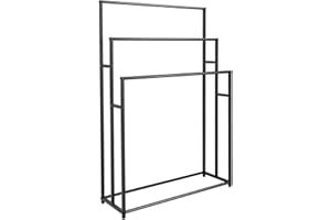 YISSALE Porte-serviettes sur pied avec rail de 3 bars - Carré - Noir