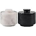 Marblous Krafts stylish marble salt cellar set, black and white, butter keeper 3" X 3" Kitchen décor for counter Mason Salt Pepper Bowls salt container salt pig pot, butter holder and tea containers