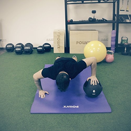 Medizinball mit Griffen Profi 3 – 10 kg von POWRX | schwarz Gewichtsball Studioqualität - 7