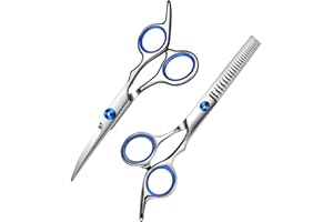 LSCUYZ Hunde Scheren, 2 Stück Hundeschere, Gebogene Schere Hund Fellschere Für Hunde, Hund und Katze Sicherheit Runde Spitze Grooming Schere, Edelstahl Fellschere für Hunde und Katzen