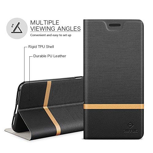 Funda Xiaomi Mi Max 2  Riffue Carcasa PU Delgada de Estilo Vaquero Protectora de Folio Flip Case para Xiaomi Mi Max 2 - Negro