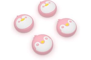 playvital Copri Analogici per Nintendo Switch/OLED Joycon,Cover Levette Analogiche Joystick Thumb Grip cap in Silicone per Nintendo Switch Lite(2 Paia)-Pinguino-Rosa