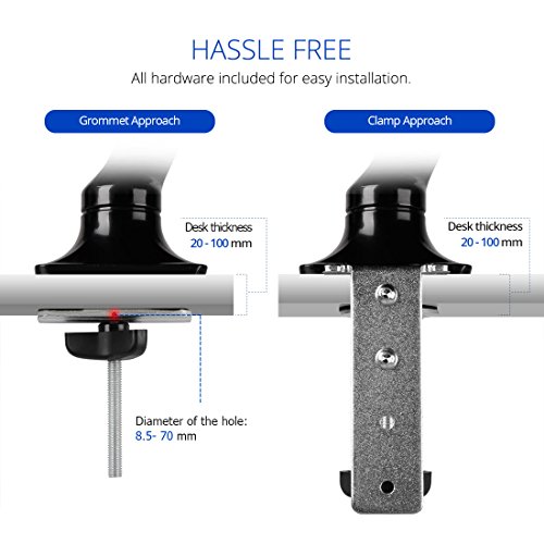 Fleximounts F6 Monitorhalterung Monitorhalter Tischhalterung Standfuß für 10″-30″(25-76cm) LCD LED TV Bildschirme Flachbildschirm, Belastbarkeit:2-9 kg, neigbar, schwenkbar 360 Grad drehbar, höhenverstellbar - 6