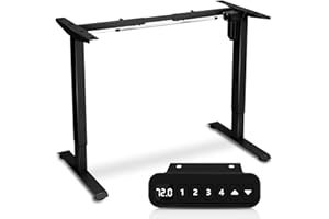 Tubiaz Elektryczne biurko z 4 regulacją wysokości z funkcją pamięci, inteligentna ochrona przed kolizją i funkcja zatrzymania, obciążenie do 80 kg, do domu i biura, czarne