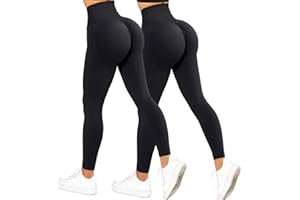 RXRXCOCO High Waist Sport Leggings Damen Lang Blickdicht Push Up Sporthose Scrunch Booty Gym Laufhose