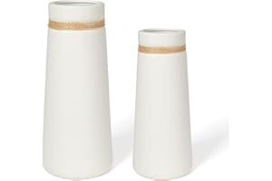 Juego de Jarrones de Cerámica Flature para Hierba de Las Pampas, Florero Blanco como Moderna Decoración Boho para Salas de Estar, Jarrón Grande de en Mate, Decoración para Flores Frescas & secas