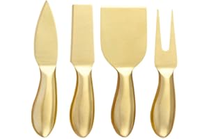 ULTECHNOVO 1 Set de Couteaux à Fromage Set Coupe-Fromage Collection de Couteaux à Fromage en Acier Inoxydable Coupe-Fromage Coupe-Pizza Coupe-Biscuits Outils de Cuisson (Doré)