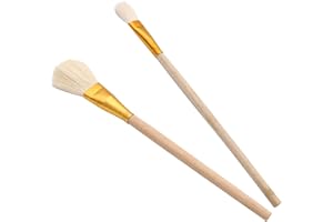 VGSEBA Set di pennelli per doratura, spazzola per capelli di capra, spazzafoglie, pennello per foglia d'oro commestibile, scaglie d'oro, fogli di foglia d'oro - 2 per confezione