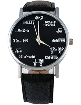 Souarts Damen Einfach Design Kunstleder Formel Armbanduhr Quartzuhr Analog mit Batterie Schwarz