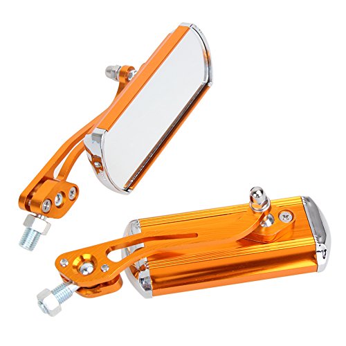 Preisvergleich Produktbild Aluminium-Legierung Lenker montiert Widen Fahrrad Spiegel, Ecrazybaby888 360-Grad drehbar Radfahren Fahrrad Motorrad Rückspiegel, 125x50mm flexiblen reflektierenden flachen Spiegel, passend für 2,2 ~ 2,4cm Lenker (Gold)